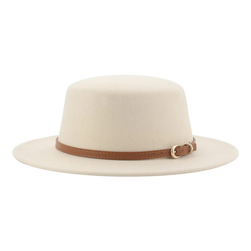 

Fedoras for Women Winter Hats Male Felt Accessories Woemn Fedora Flat Top Hat Solid Fashion Jazz Men Hat 2021 Sombreros De Mujer