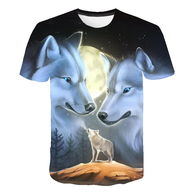 

Summer Fashion wolf T-shirt Children Boys Short Sleeves newest animal Tees Baby Kids 3D Tops For Girls Clothes 2021 New Hot Sale