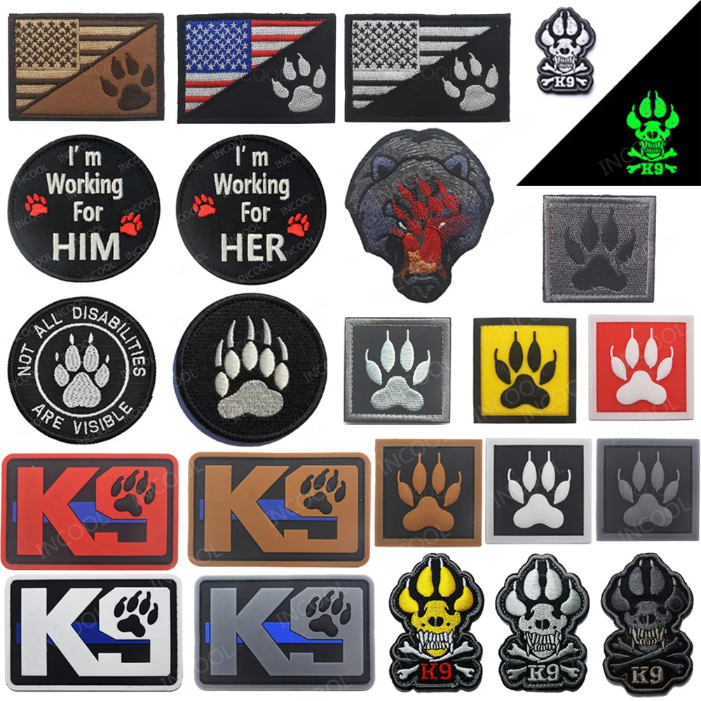 Американский флаг США K9 нашивки с вышивкой в виде собачьих когтей армейские