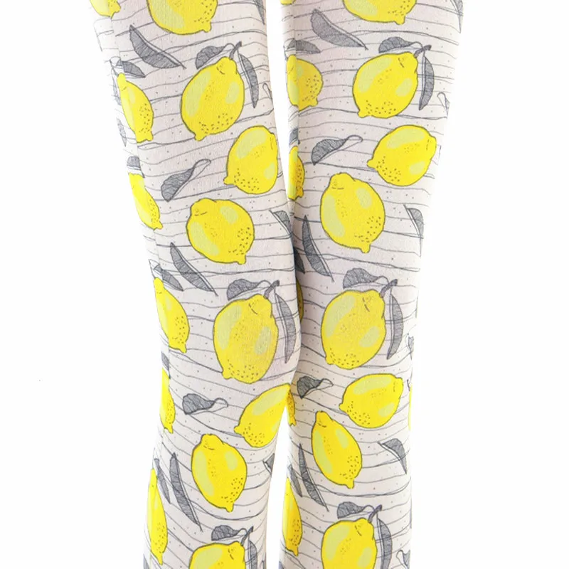 Женские колготки с принтом фруктов Колготки лимонным стильные и забавные для