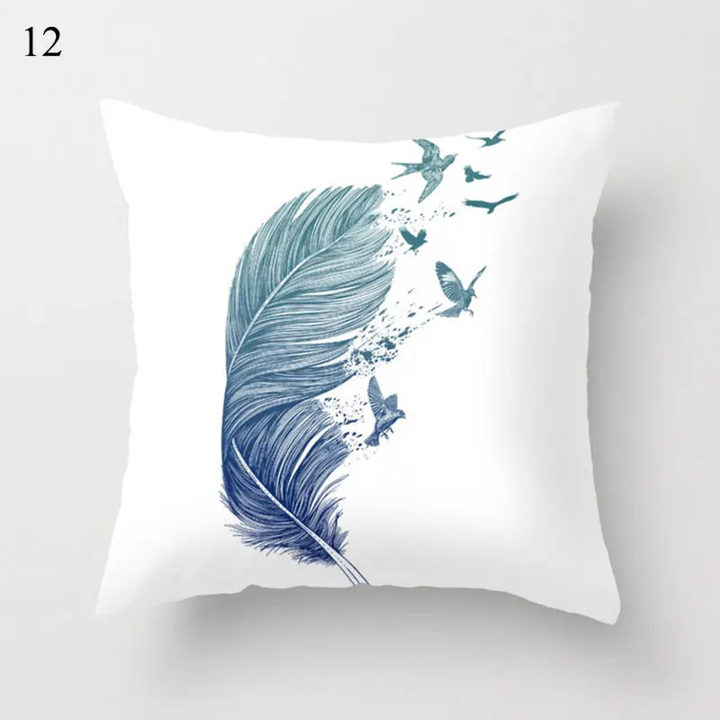 

Colorful Bulls Feather Printed Cushion Cover Abstract Decorative Pillowcases Throw Pillow Case For Home Sofa Car Pillow Cases