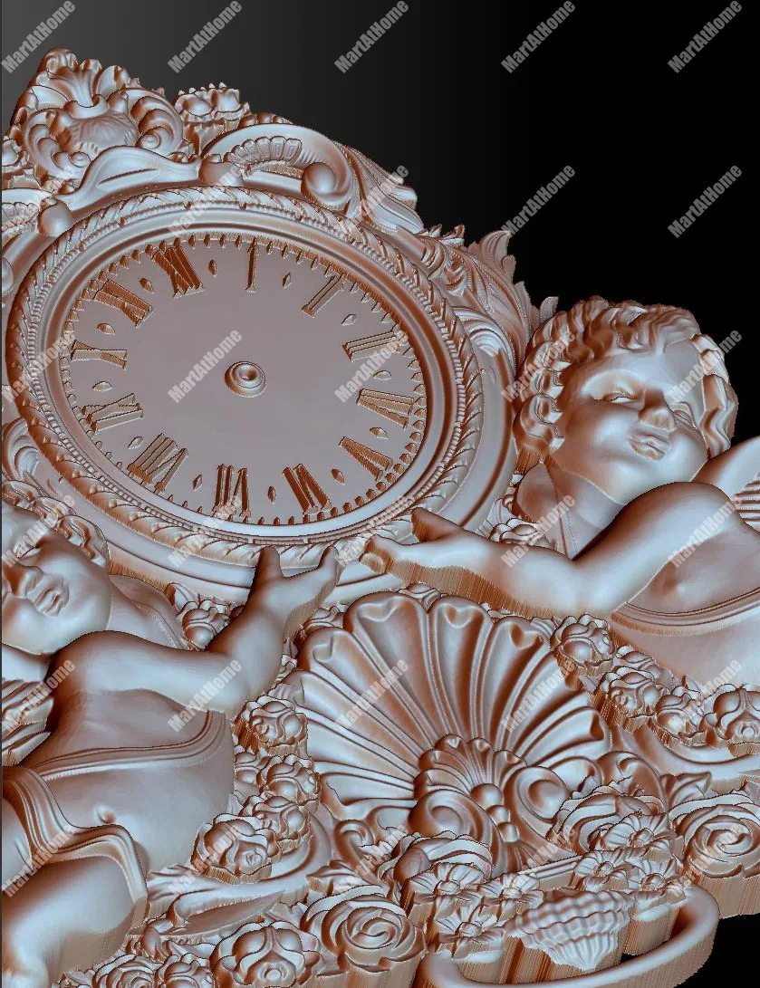 3D модель STL файл Круглый Резной рисунок Европейский механизм настенные часы для