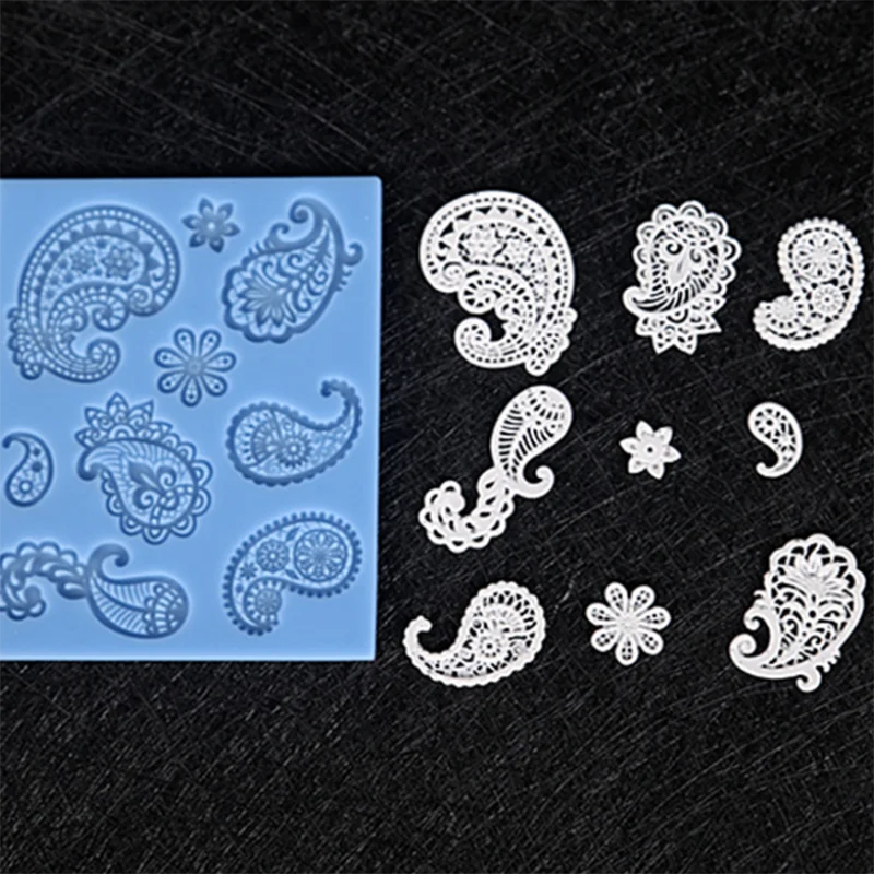 Новые Кружева-шаблон кешью цветы силиконовые формы Дизайнер DIY Пейсли 3D стеновые