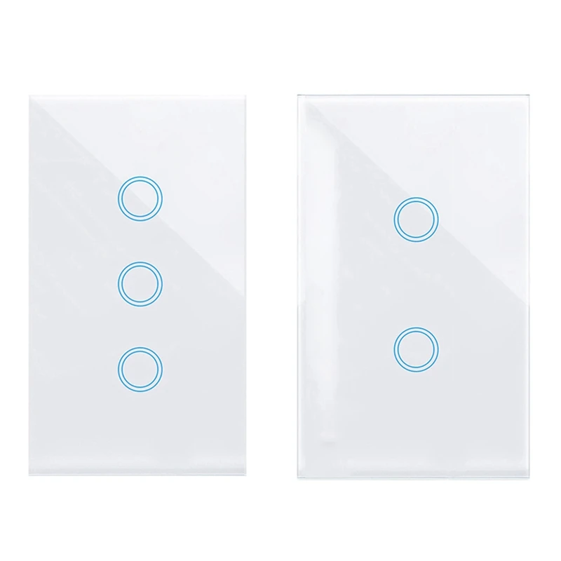 

2Pcs Smart Wifi Press Switch Smart Home Light Switch 190-250V For Alexa Tuya App 433 RF Remote,2 Gang & 3 Gang
