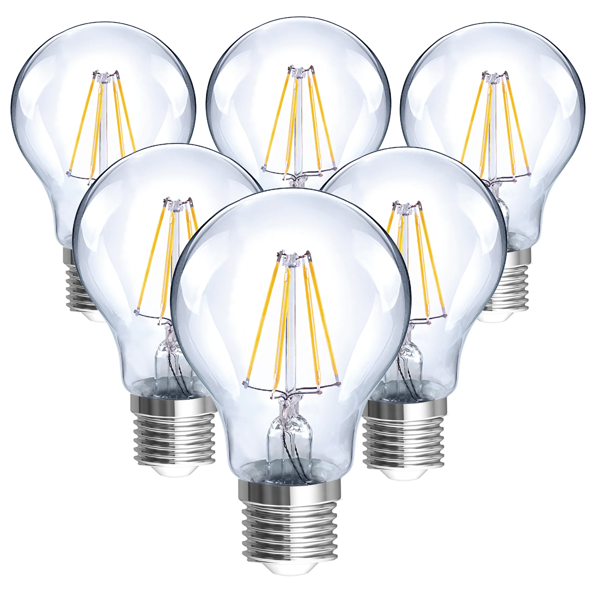 Pack of 6,E27 LED Vintage light bulb with 5W,2700K(Non-Dimmable/360° Beam Angle/Edison Filament/Retro bulb)Clear Glass