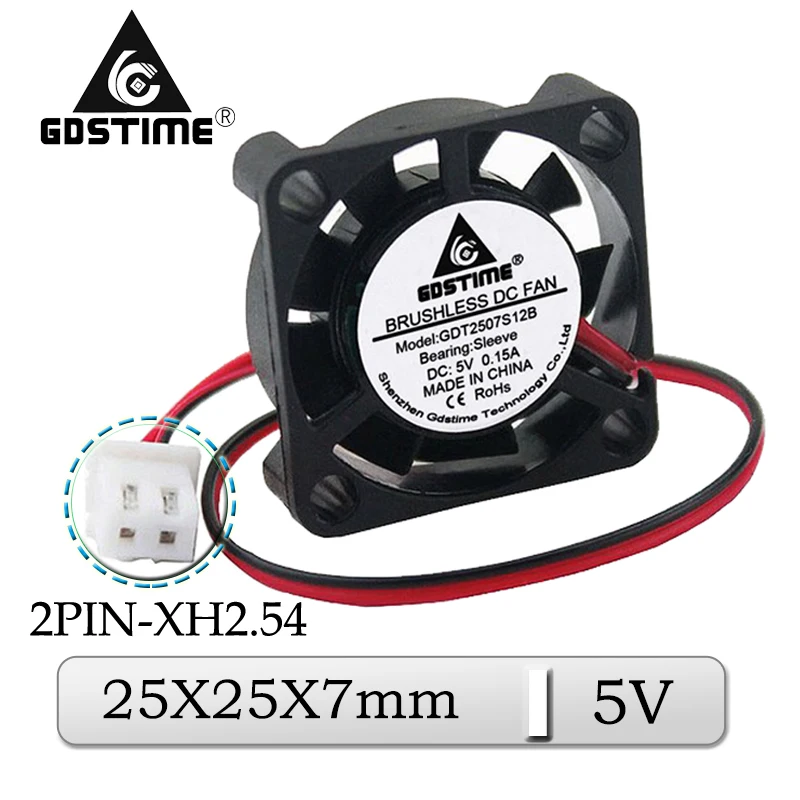 Gdstime 10 шт. 25 мм микро-осевой Радиатор 25x25x7 мм 2507 5 в DC бесщеточный вентилятор охлаждения 25 мм x 7 мм охлаждающий вентилятор