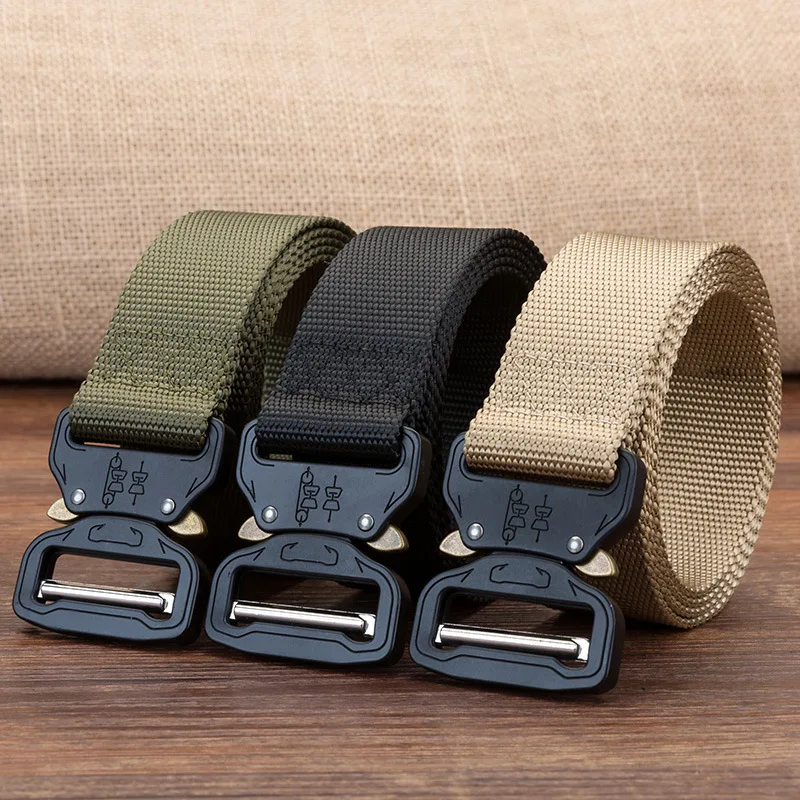 

Tactical Belt Military Nylon Belts Men Army Style Metal Buckle Cinturon Quality Waist Strap Outdoor Automatic Waistband 125CM