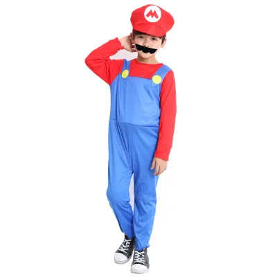 новый год Супер Марио Детский костюм косплей семья Funy Luigi Bros сантехник Пурим