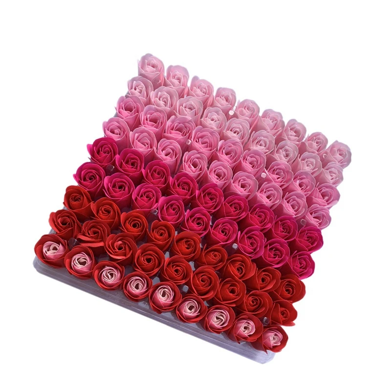 

81Pcs Color Mixing Rose Bath Body Flower Floral Soap Scented Rose Flower DIY Gifts for Valentine's Day Wedding Party