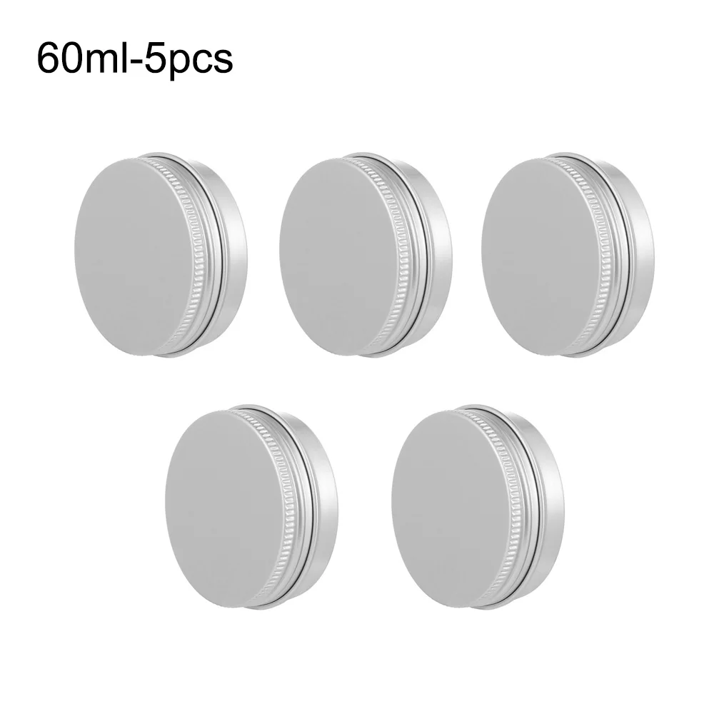 60ml-5pcs 10/15/30/50/60 мл пустая алюминиевая банки восполняемая Косметика горшок фарфоровый кувшин верхняя мазь крем образец со слезоточивым газом Кепки масло для макияжа коробочка с воском - Цвет: 60ml-5pcs