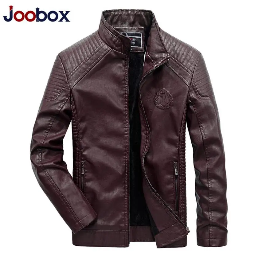 JOOBOX/брендовая Осенняя мужская кожаная куртка зимняя утепленная с