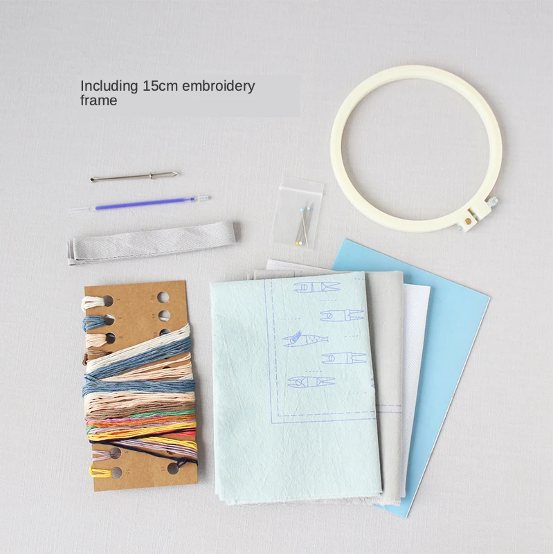 

Embroidery Diy Bundle Pocket Material Bag Hand-embroidered Swimming Villain Fabric Drawstring Storage Bag Send Girlfriend Gifts