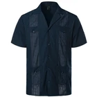 Мужская Легкая плиссированная кубинская рубашка Guayabera премиум-класса, с коротким рукавом, в мексиканском стиле, для свадьбы, пляжа, 2XL