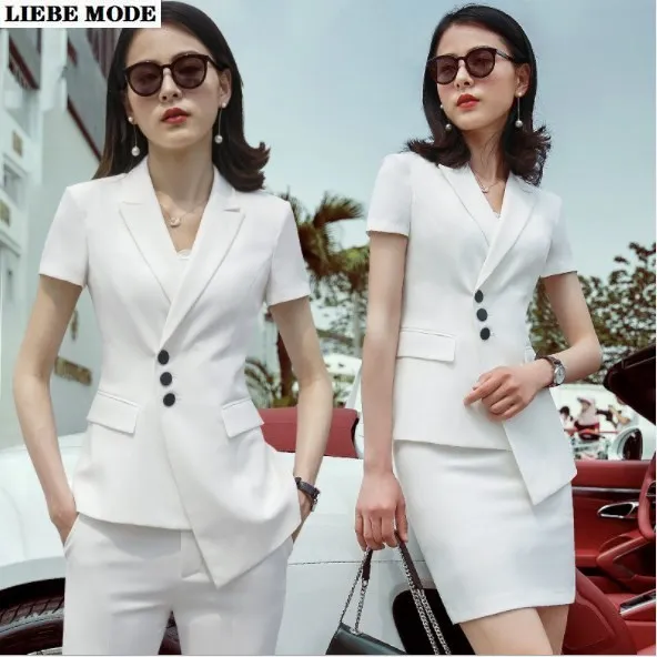 Летние женские черный белый цвет юбка штаны костюмы Формальные с коротким