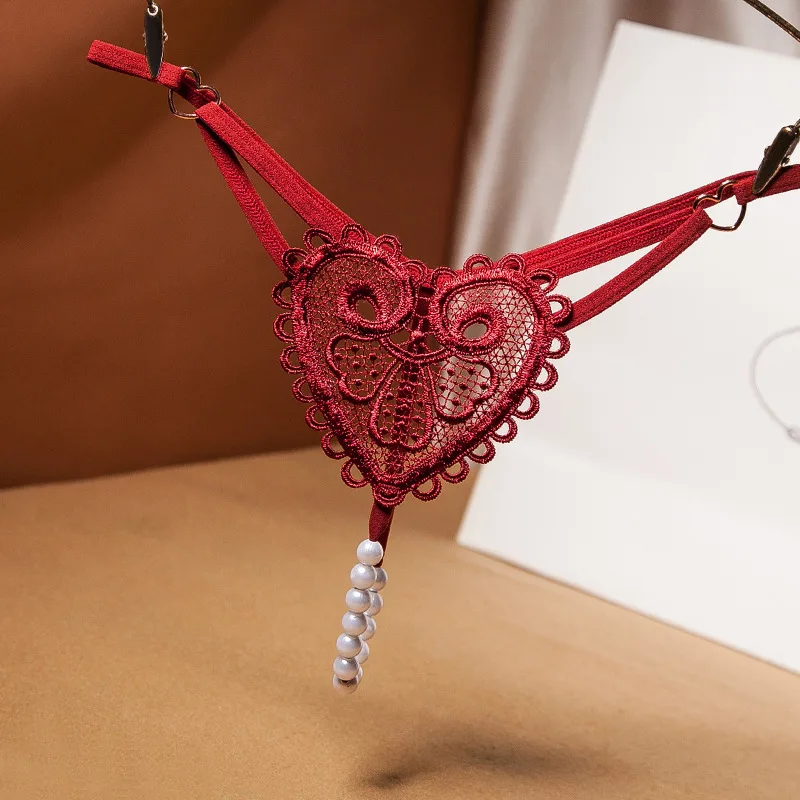Женские кружевные стринги с вышивкой Love Heart соблазнительное массажное нижнее
