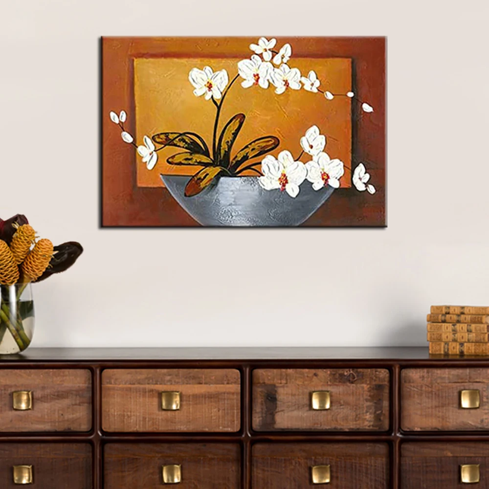 

Floral Oil Paintings On Canvas Wall Art For Salon Bedroom Home Decorations Hand Painted Modern Abstract Flower Picture Artwork