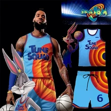 Space Jam Jersey Kids Men Cosplay Tune Squad #6 James Basketball Uniform A New Legacy Sportswear T Shirt Shorts Costume Set