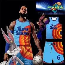 Space Jam Jersey Kids Men Cosplay Tune Squad #6 James Basketball Uniform A New Legacy Sportswear T Shirt Shorts Costume Set Space Jam Jersey Kids Men Cosplay Tune Squad #6 James Basketball Uniform A New Legacy Sportswear T Shirt Shorts Costume Set