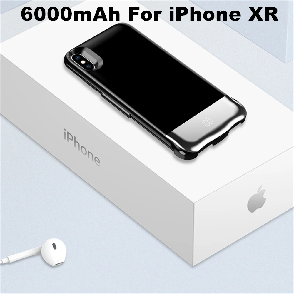 black 6000 i XR Чехол для аккумулятора для iphone XS Max XR 5000/8000/6000 мАч, внешний аккумулятор, чехол для iphone 6, 6s, 7, 8 Plus, чехол для зарядного устройства - Цвет: black 6000 i XR