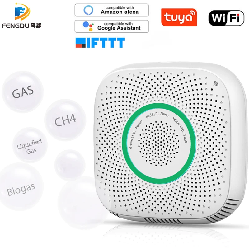 Tuya WiFi датчик утечки газа LPG сигнализация детектор пожарной безопасности приложение контроль безопасности умный дом датчик утечки