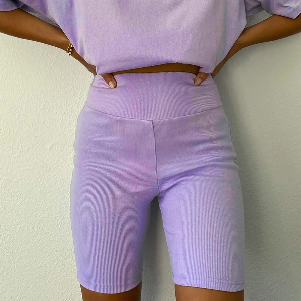 Шорты женские спортивные с эластичным завышенным поясом повседневные