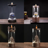 ceramic backflow incense burner dragon led light with acrylic cover for home decor living room ornaments