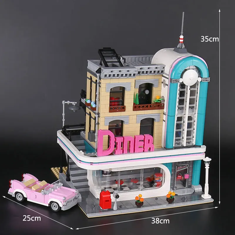 DHL 15037 серия уличных зданий 10260 MOC городской закусочной сборочный блок кирпичи Детские Рождественские подарки Детские игрушки