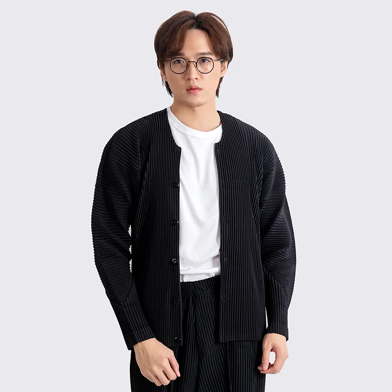 

Jacket Men's Trendy Handsome All-match Trend Jacket Miyake Fold Autumn and Winter Fashion Loose Cardigan Long-sleeved Casual