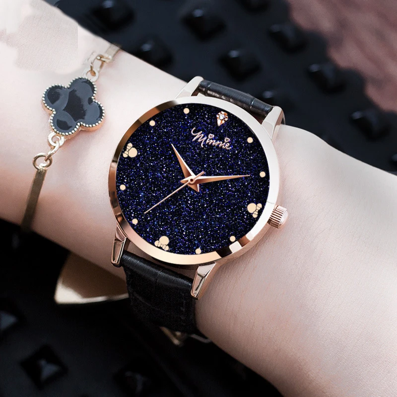 Женские кварцевые часы Disney роскошные брендовые блестящие со звездой модные