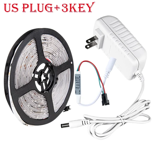 US Plug Set 3key 5050 SMD светодиодный светильник полоса WS 2811 IC Warerproof светодиодный светильник ing для шкафов под шкафом DC12V светодиодный декоративный светильник для дома, мебели для спальни - Цвет: US Plug Set 3key