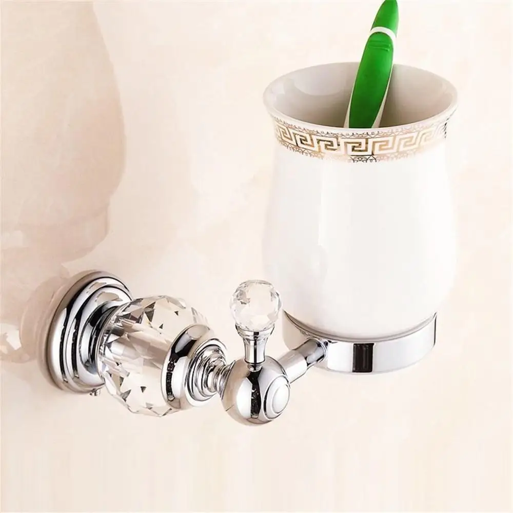 modern clear crystal bathroom accessories sets silver polished chrome bathroom products solid brass bathroom hardware sets jk6 free global shipping
