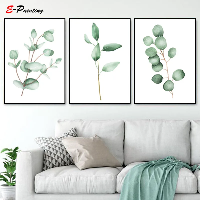 Настенное искусство холст живопись эвкалипт печатный плакат акварель растение