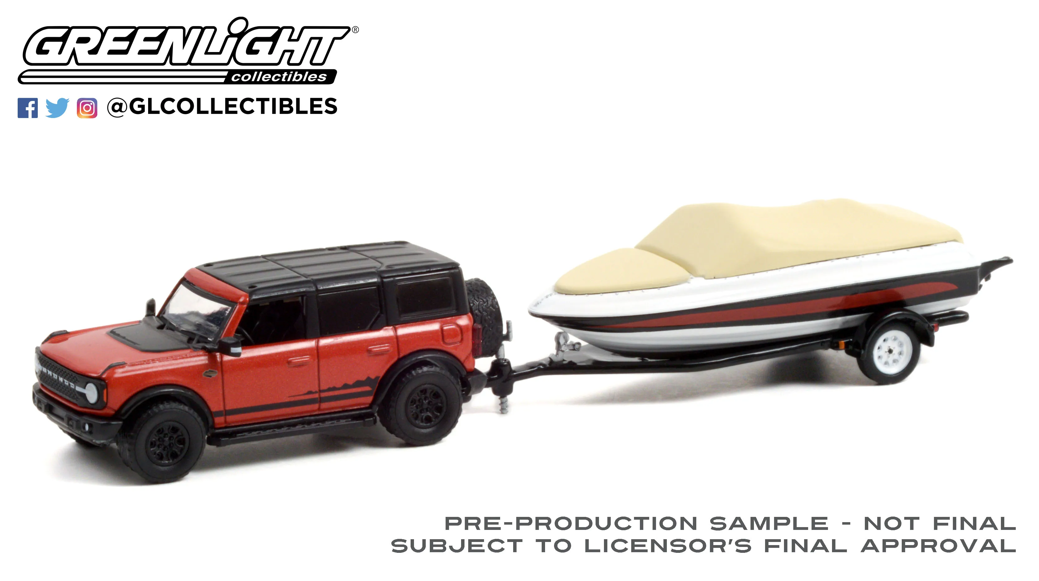 GreenLight 1:64 2021 FORD BRONCO W прицеп для лодки 32230-D модель автомобиля из сплава