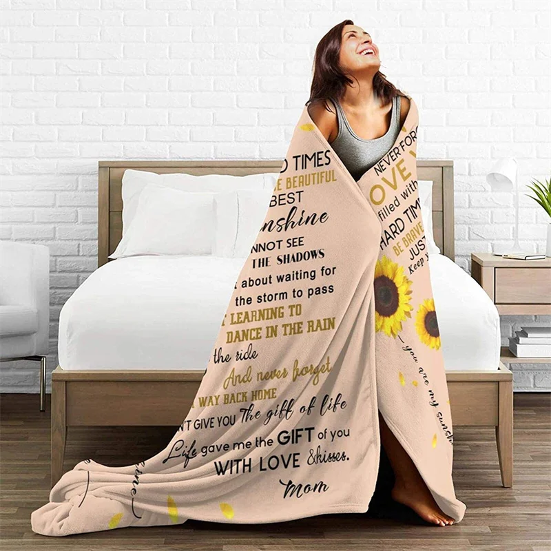 

To My Daughter From Mom Soft Plush Gift Flannel Microfiber Fleece Bedspread Sherpa 3D-Printed Blanket Couch Bedroom Decorative