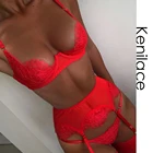 Комплект женского нижнего белья, 3 шт., прозрачный сетчатый бюстгальтер пуш-ап и стринги