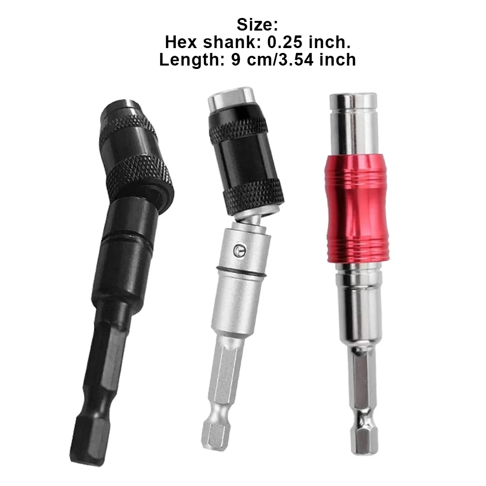 

1/4 Pivoting Magnetic Screw Drill Bit Holder Screwdriver Woodworking Tool Magnetic Pivot Extension Rod Bendable Drill Tip 3PCS