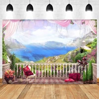 background photography natural scenery mountain water window balcony flowers baby portrait photocall backdrop for photo studio