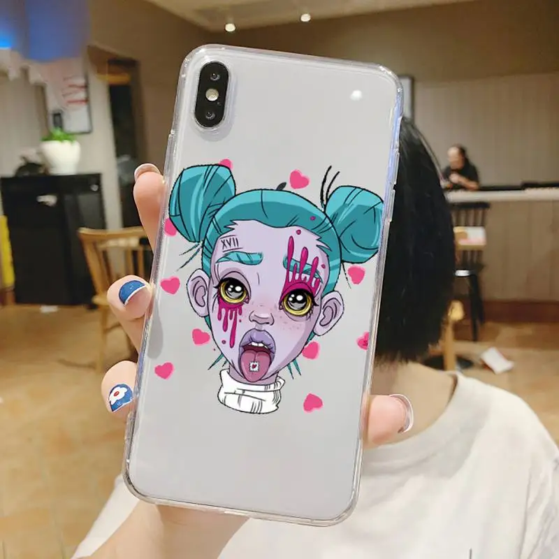

Aesthetic Devil Woman Bad girl smoke eyes Phone Case Transparent soft For iphone 5 6 7 8 11 12 s c se plus mini x xs xr pro max