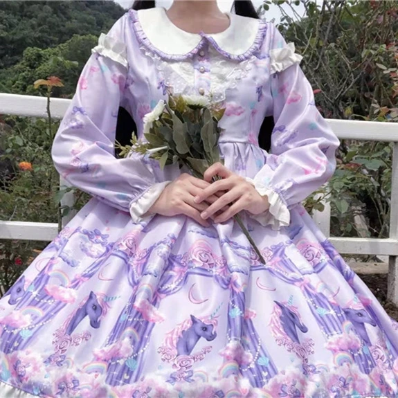 Платье в стиле &quotЛолита&quot Чай вечерние Единорог японский vestido для девочек op