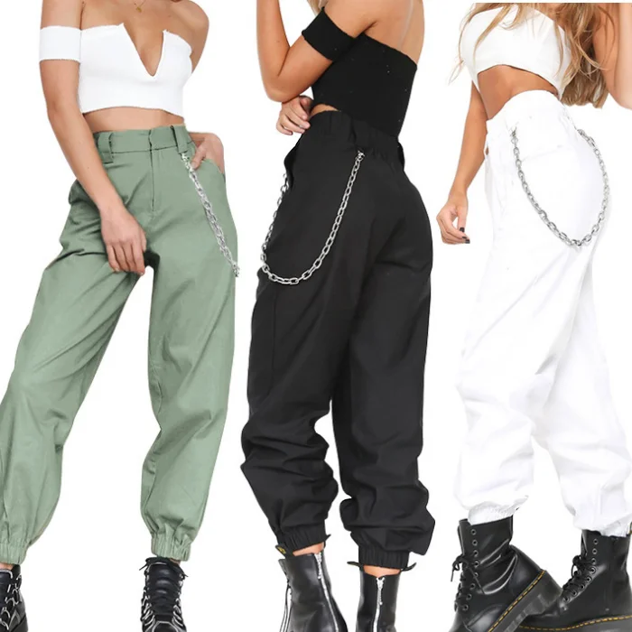 Брюки карго Женские повседневные уличная одежда джоггеры с завышенной талией