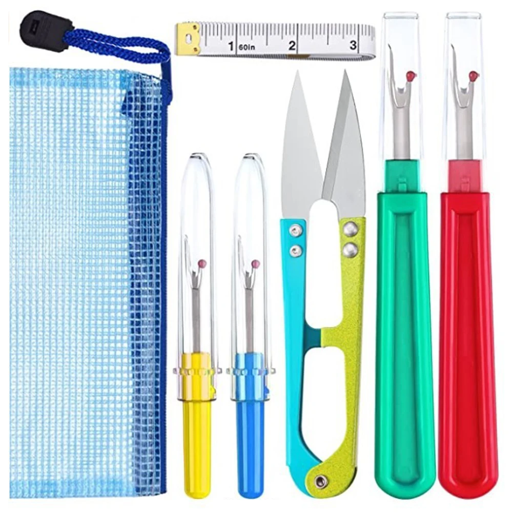 

7PCS Sewing Tools Accessoriessewing Machine Accessories Including Tape Remover Scissors Storage Bag Soft Ruler Embroidery