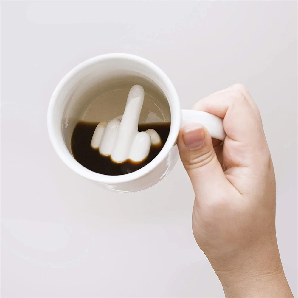 Белая кружка среднего пальца забавная чашка для офиса кофе молочные фарфоровые