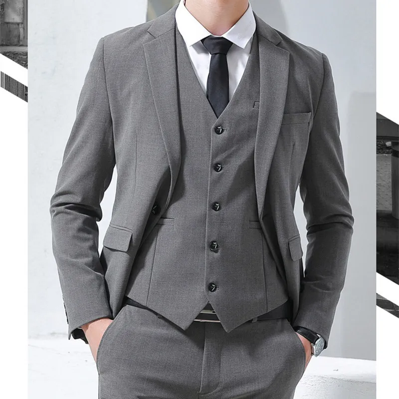 Смокинг для жениха на заказ Светло серый мужской костюм тройка Жениха Лучший