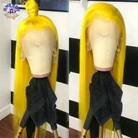 straight yellow colored synthetic lace front wig for black women13x4 blonde lace frontal wig with baby hair daily use cosplay