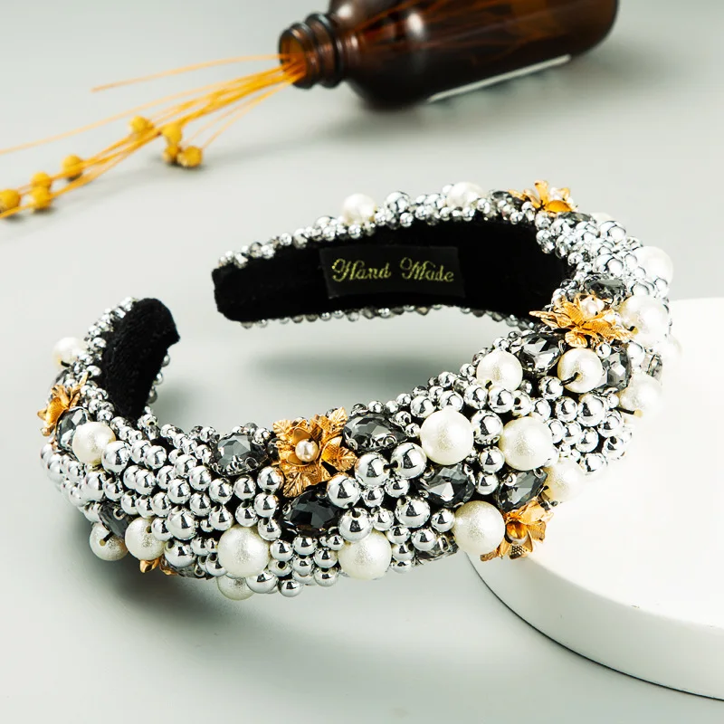 

Luxurious baroque shimmer rhinestone with crystal full-angle white headgear accessories, suitable for female hair