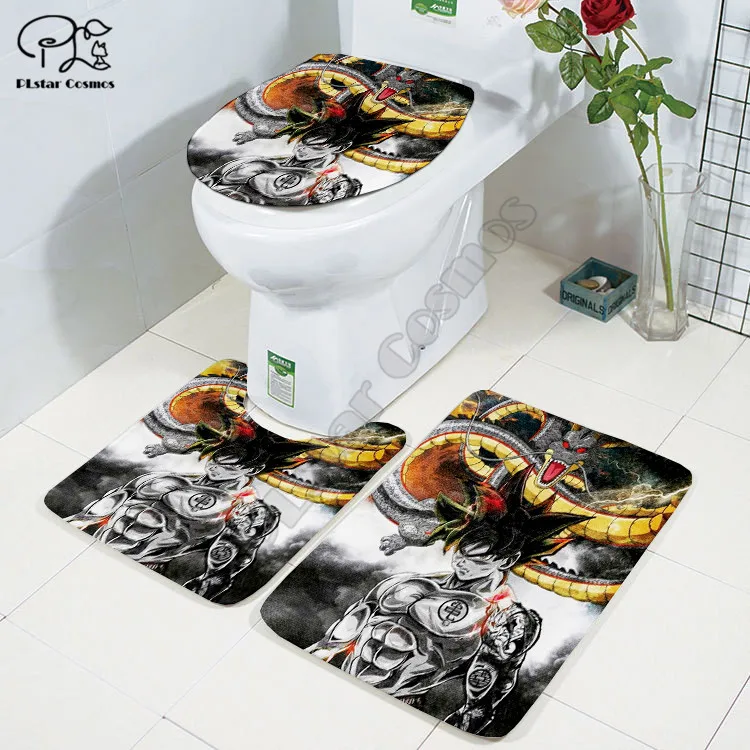 anime 3d printed bathroom pedestal rug lid toilet cover bath mat set drop shipping free global shipping