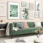 Зеленое растение абстрактные линии ВИНТАЖНЫЙ ПЛАКАТ скандинавские плакаты и принты настенная живопись холст настенные картины для декора гостиной