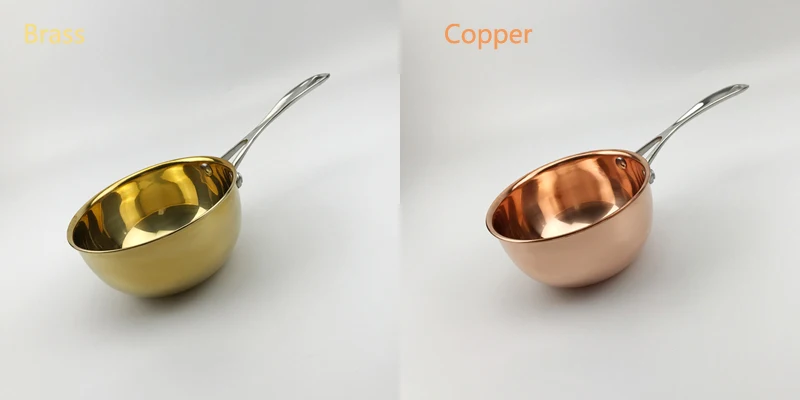 Mini Milk Pot Медный мини-горшок для молока, латунная маленькая сковорода, без покрытия, кастрюля для супа, сковорода для яиц, стейка, кухонная посуда 14 см, детское питание, молочный горшок - Цвет: Mini Milk Pot