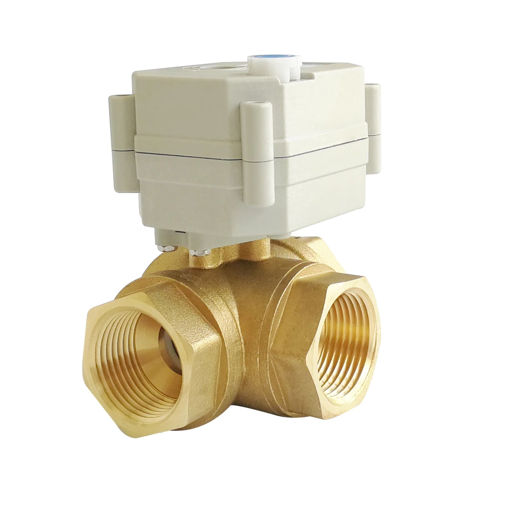 TF25 BH3 B латунь 1 ''DN25 3 Way T/L тип горизонтальный привод шаровой клапан DC12V DC24V 2/5/7