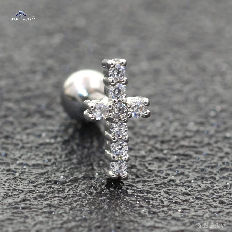 1pc 16G 6mm Love Jesus Cross Cartilage Piercing Helix Stud Daith Earrings Ear Silver Color Tragus Jewelry |